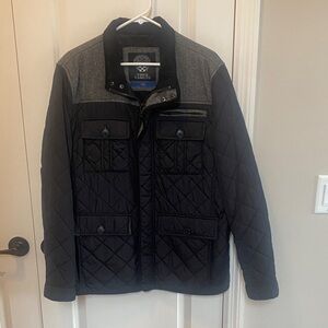Vince Camuto Black Quilted Field Jacket with Gray Shoulder Yoke